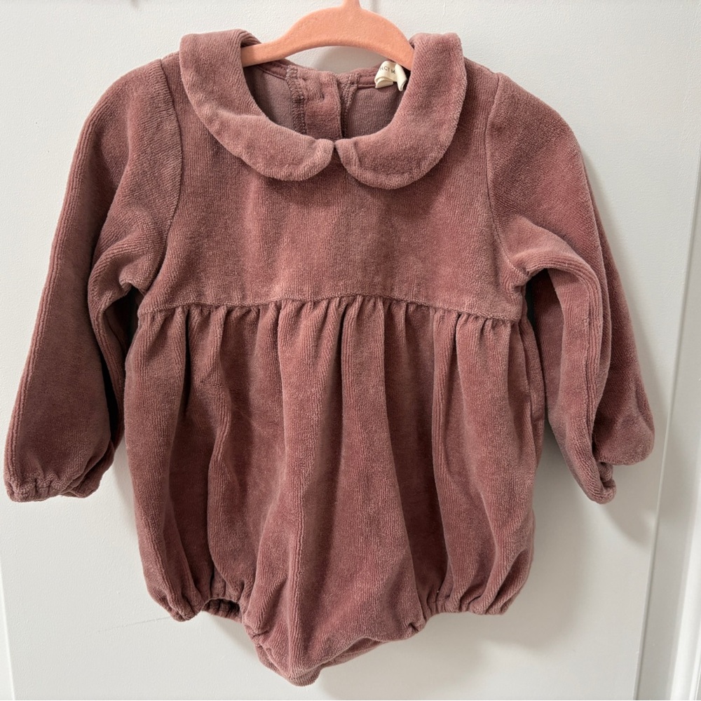 Quincy May Peter Pan Collar Baby Romper - Dusty Rose